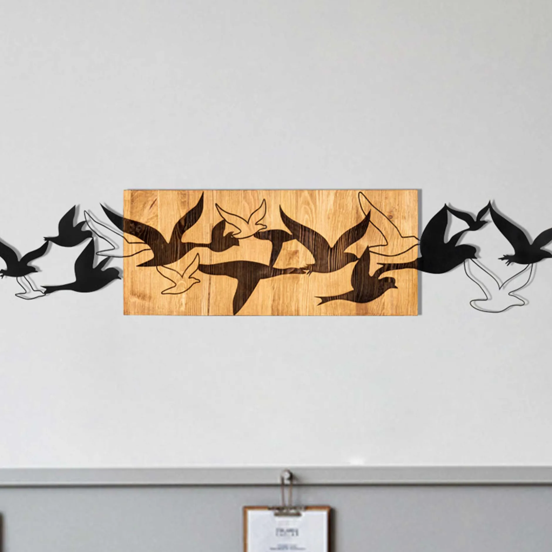 Enzo Dekoratives Wandaccessoire aus Holz | Holzrahmen | 111 x 25 cm