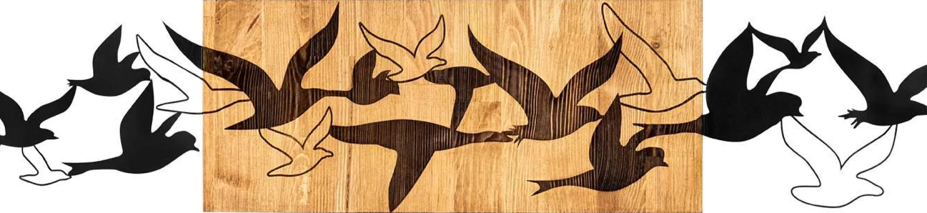 Enzo Dekoratives Wandaccessoire aus Holz | Holzrahmen | 111 x 25 cm