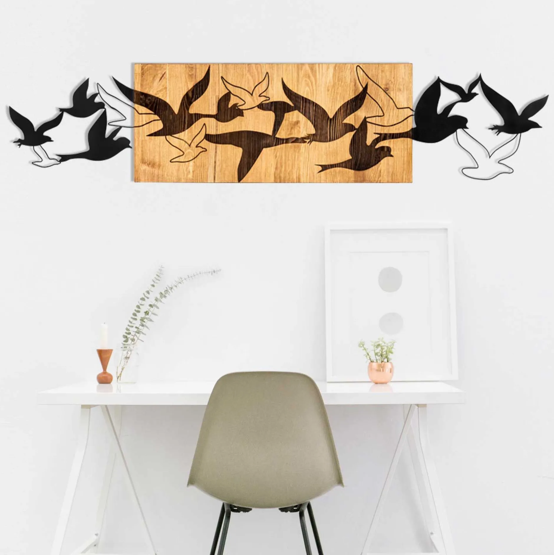 Enzo Dekoratives Wandaccessoire aus Holz | Holzrahmen | 111 x 25 cm