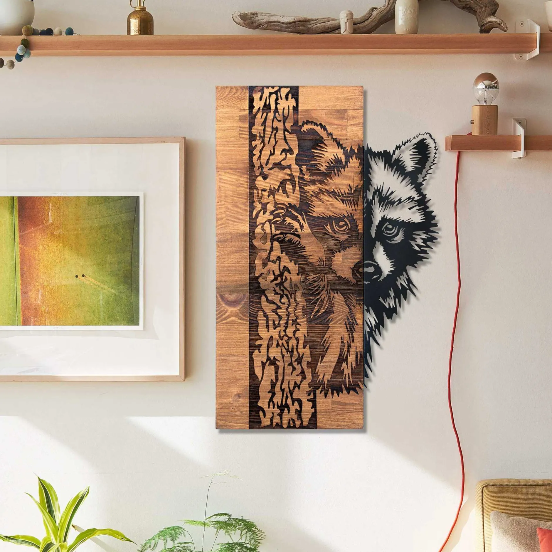 Enzo Dekoratives Wandaccessoire aus Holz | Holzrahmen | 37 x 57,5 cm