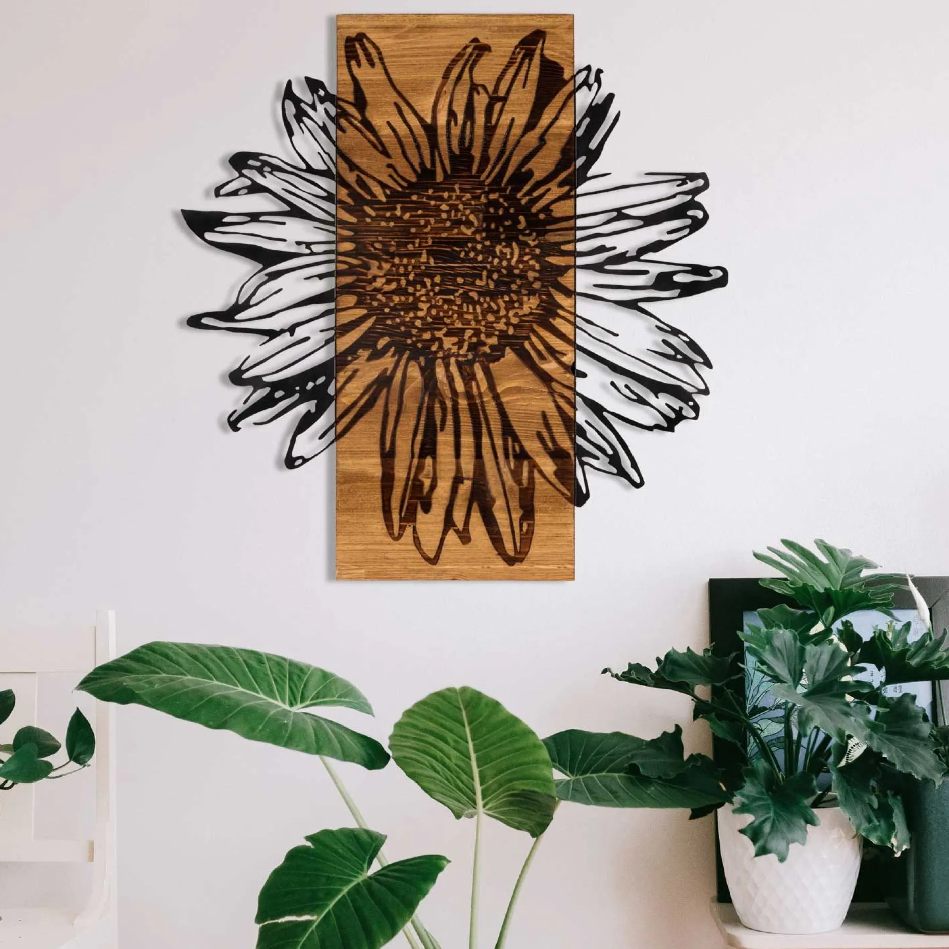 Enzo Dekoratives Wandaccessoire aus Holz | Holzrahmen | 56 x 58 cm