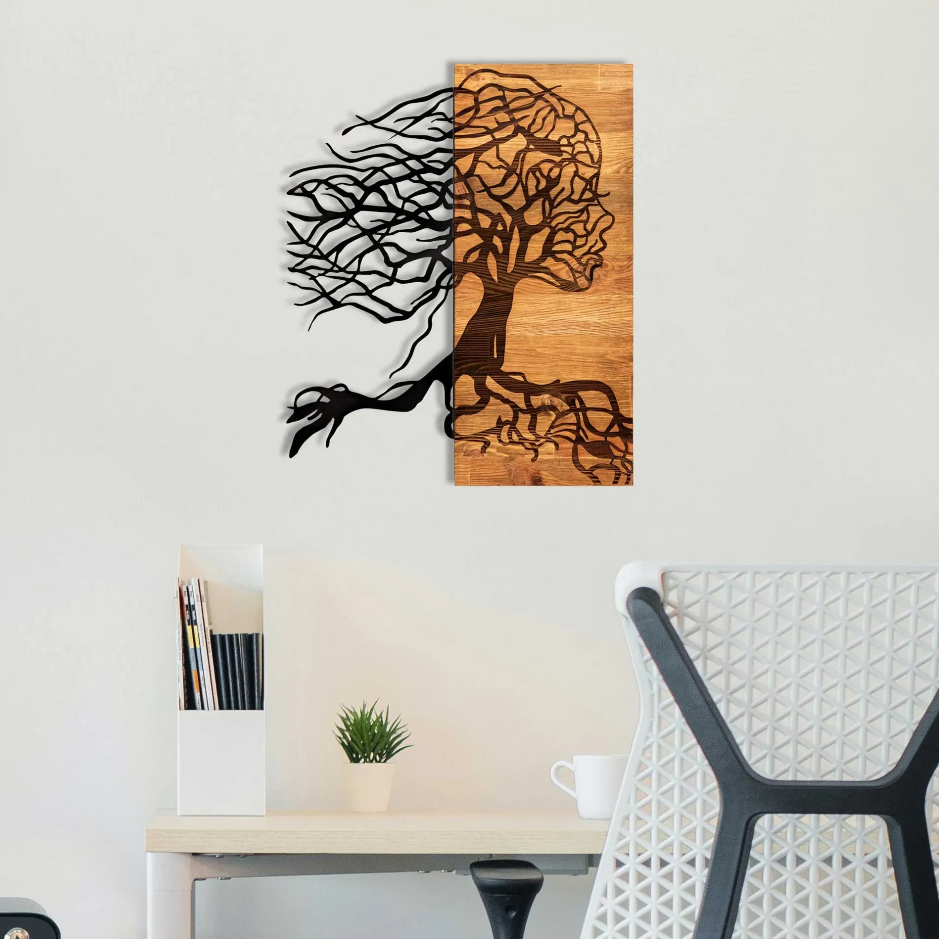 Enzo Dekoratives Wandaccessoire aus Holz | Holzrahmen | 47 x 58 cm