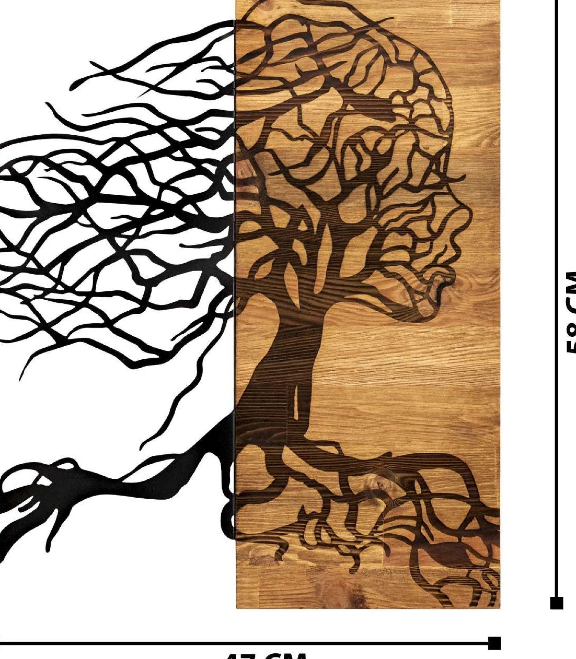 Enzo Dekoratives Wandaccessoire aus Holz | Holzrahmen | 47 x 58 cm
