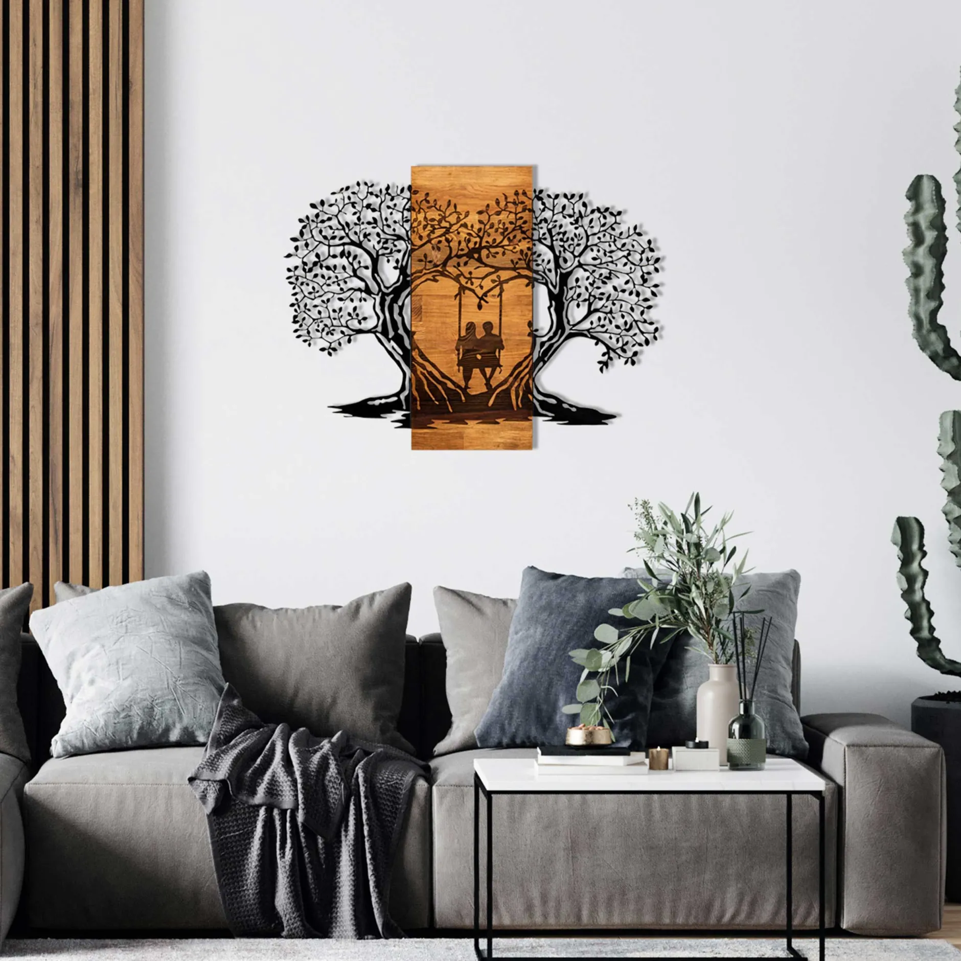 Enzo Dekoratives Wandaccessoire aus Holz | Holzrahmen | 76 x 58 cm