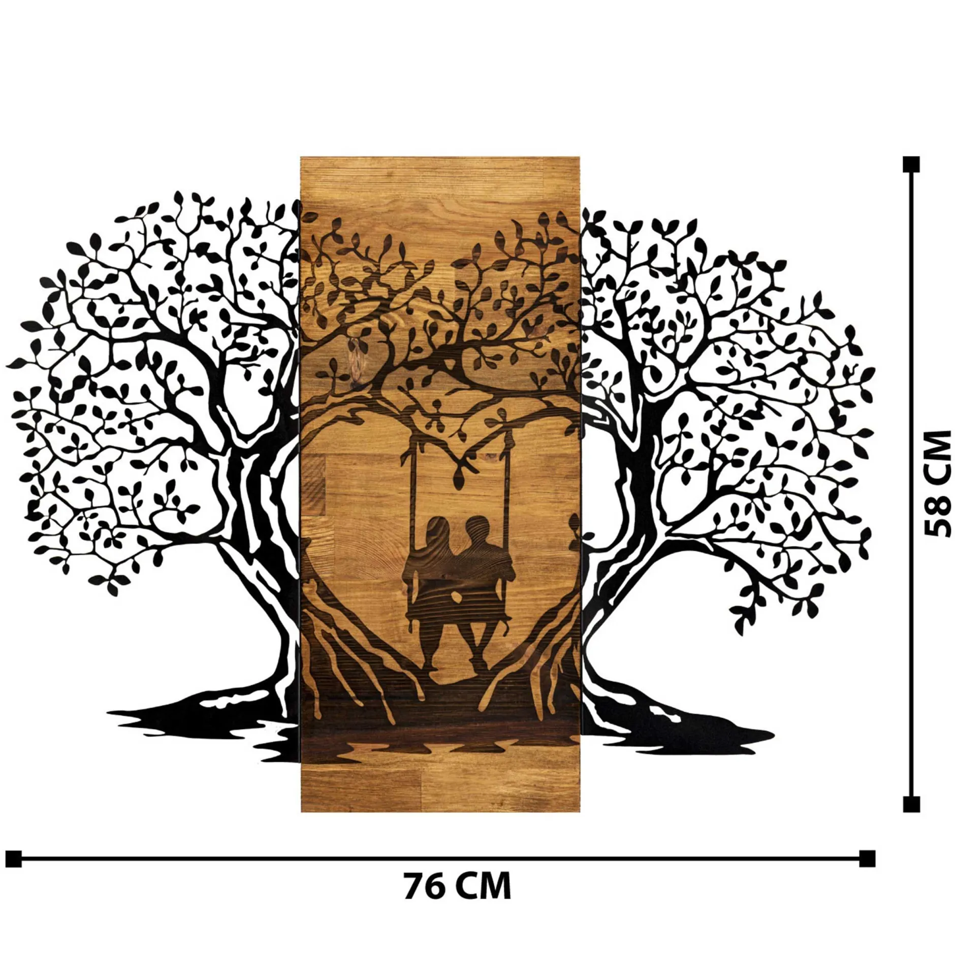 Enzo Dekoratives Wandaccessoire aus Holz | Holzrahmen | 76 x 58 cm