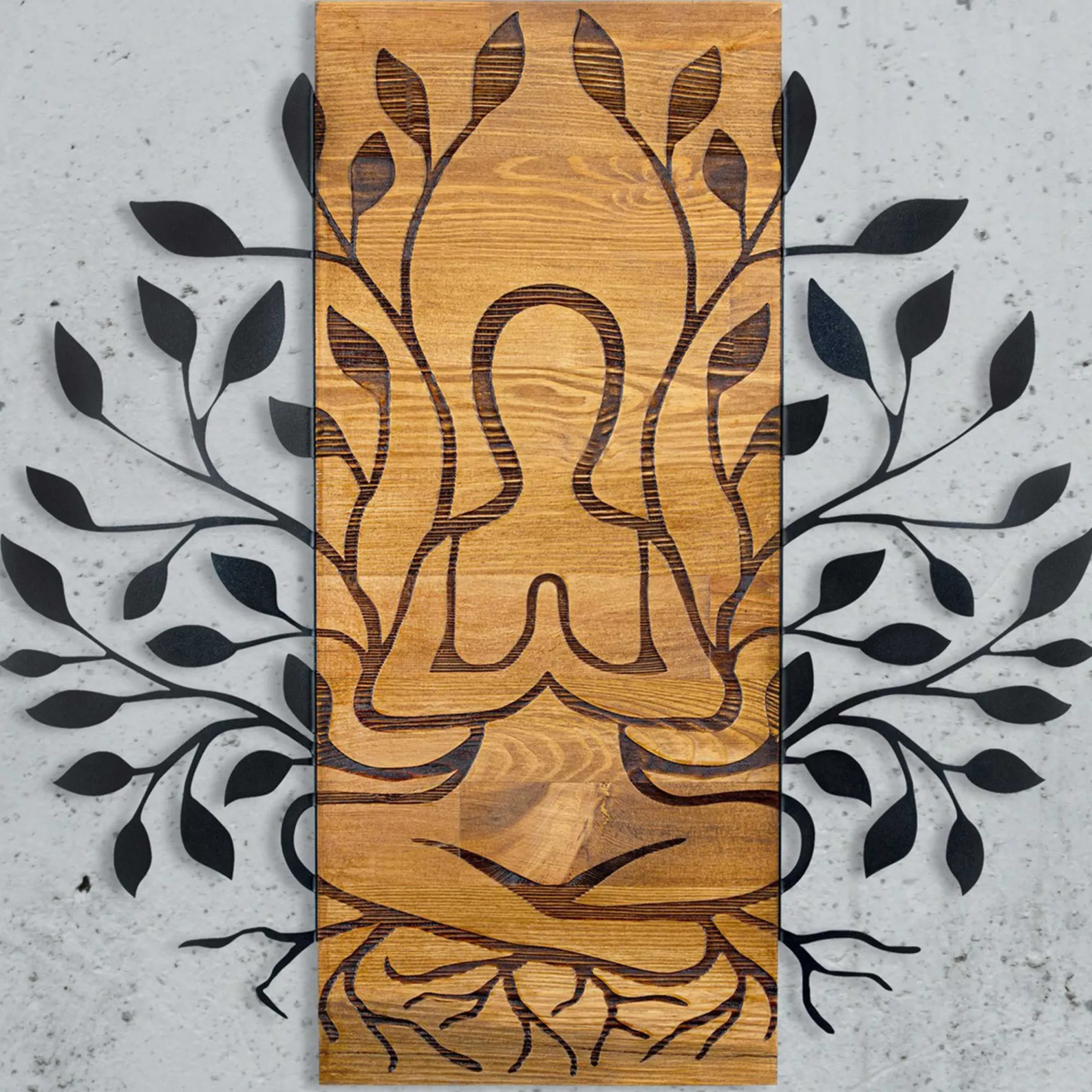 Enzo Dekoratives Wandaccessoire aus Holz | Holzrahmen | 58 x 57,5 cm