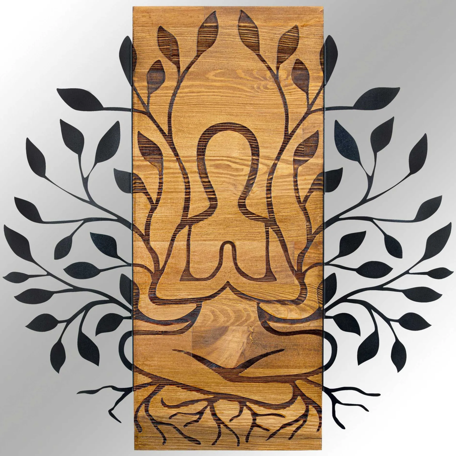 Enzo Dekoratives Wandaccessoire aus Holz | Holzrahmen | 58 x 57,5 cm