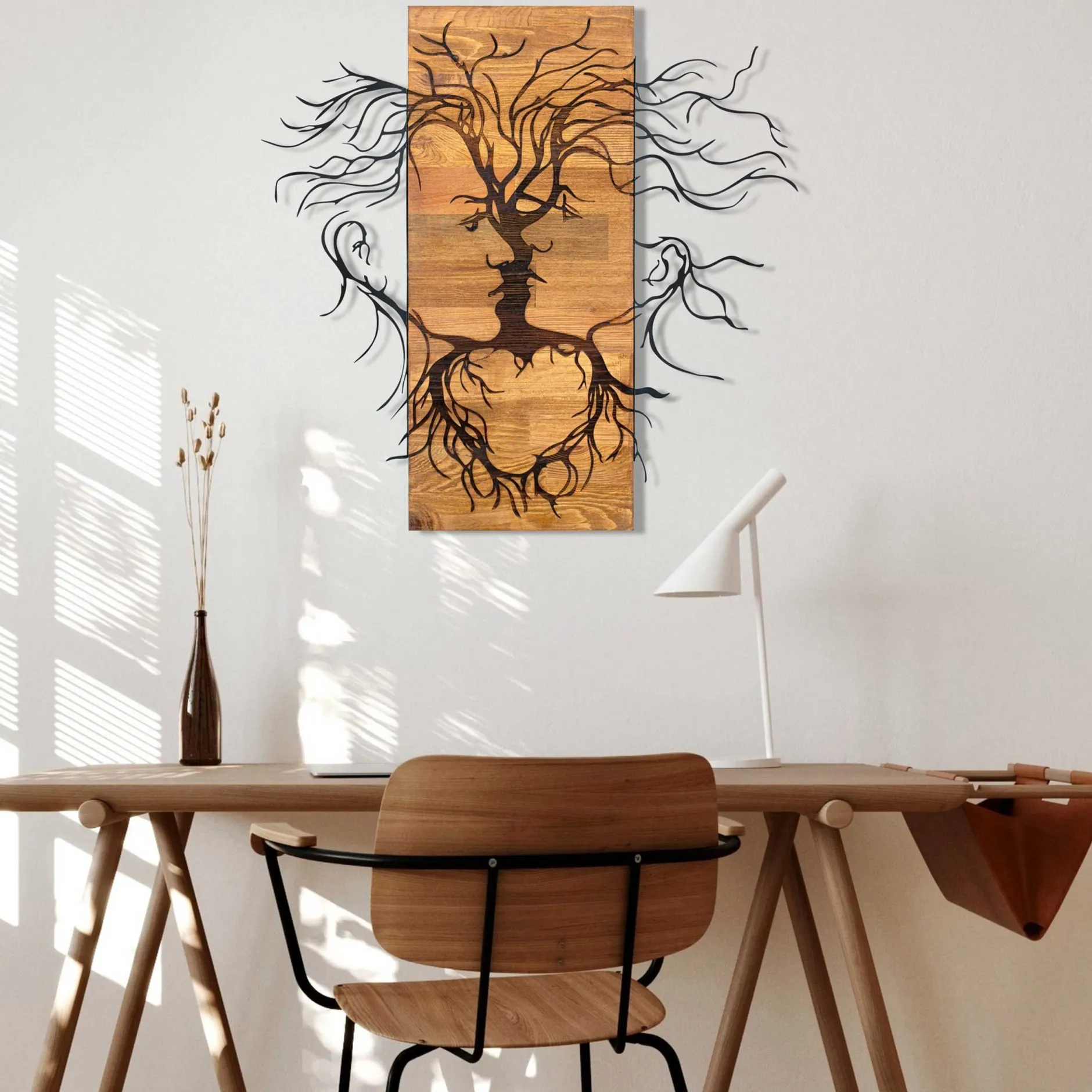 Enzo Dekoratives Wandaccessoire aus Holz | Holzrahmen | 60 x 57,5 cm