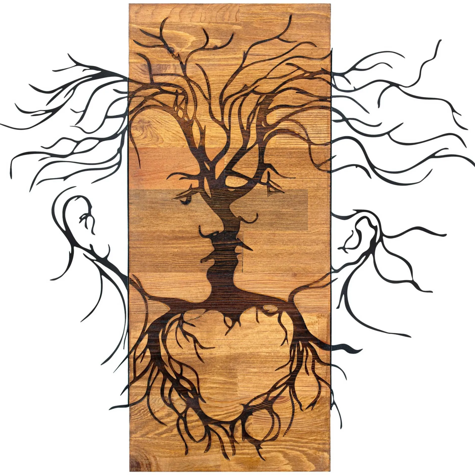 Enzo Dekoratives Wandaccessoire aus Holz | Holzrahmen | 60 x 57,5 cm