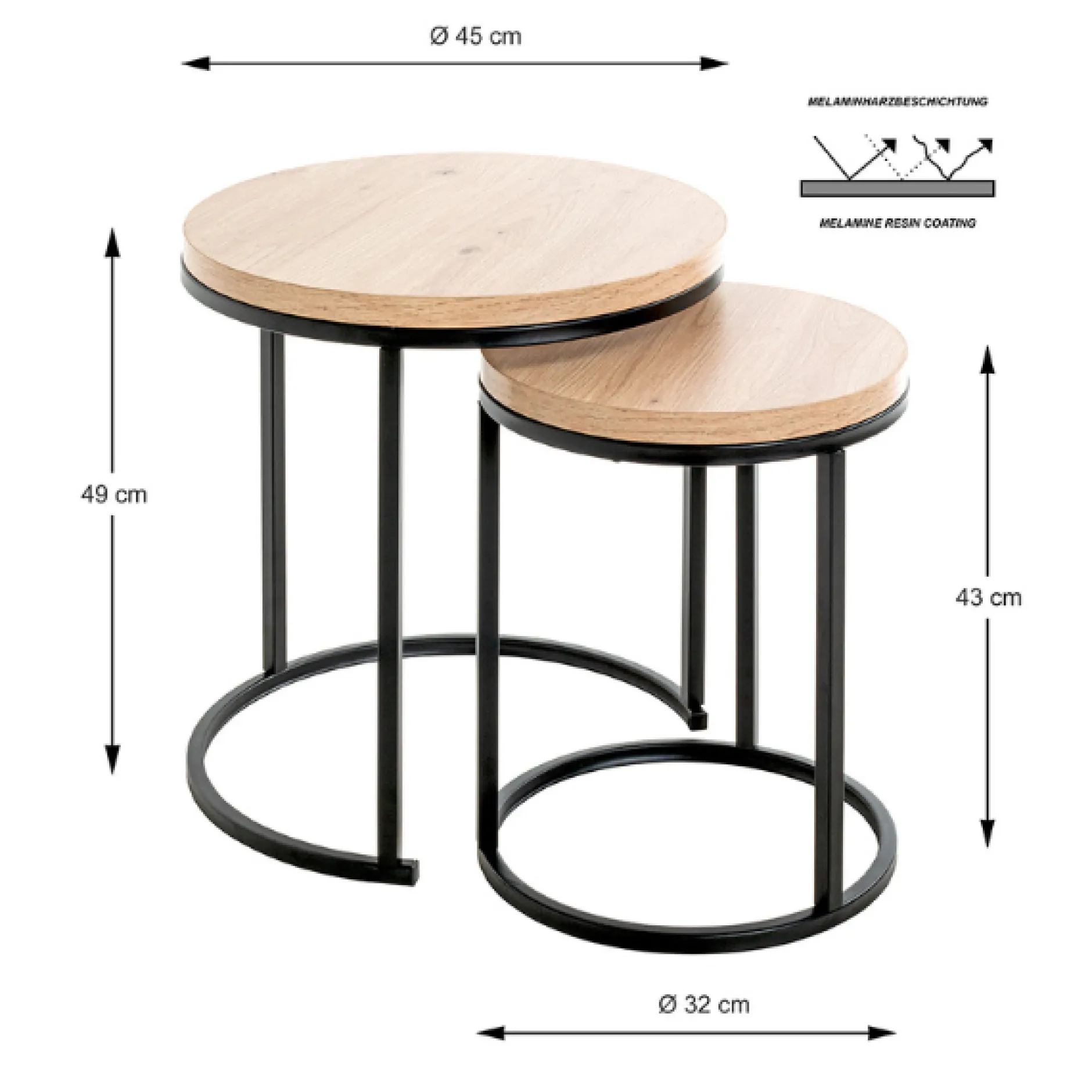 2er-Set Beistelltische | Braun-schwarz