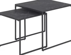 2er-Set Beistelltische Idris - Marmor/Schwarz