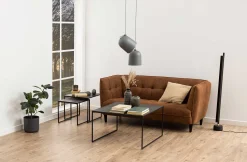2er-Set Beistelltische Idris - Marmor/Schwarz