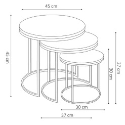 3er-Set Couchtische Amana Ø 45 cm-Magnolienholz