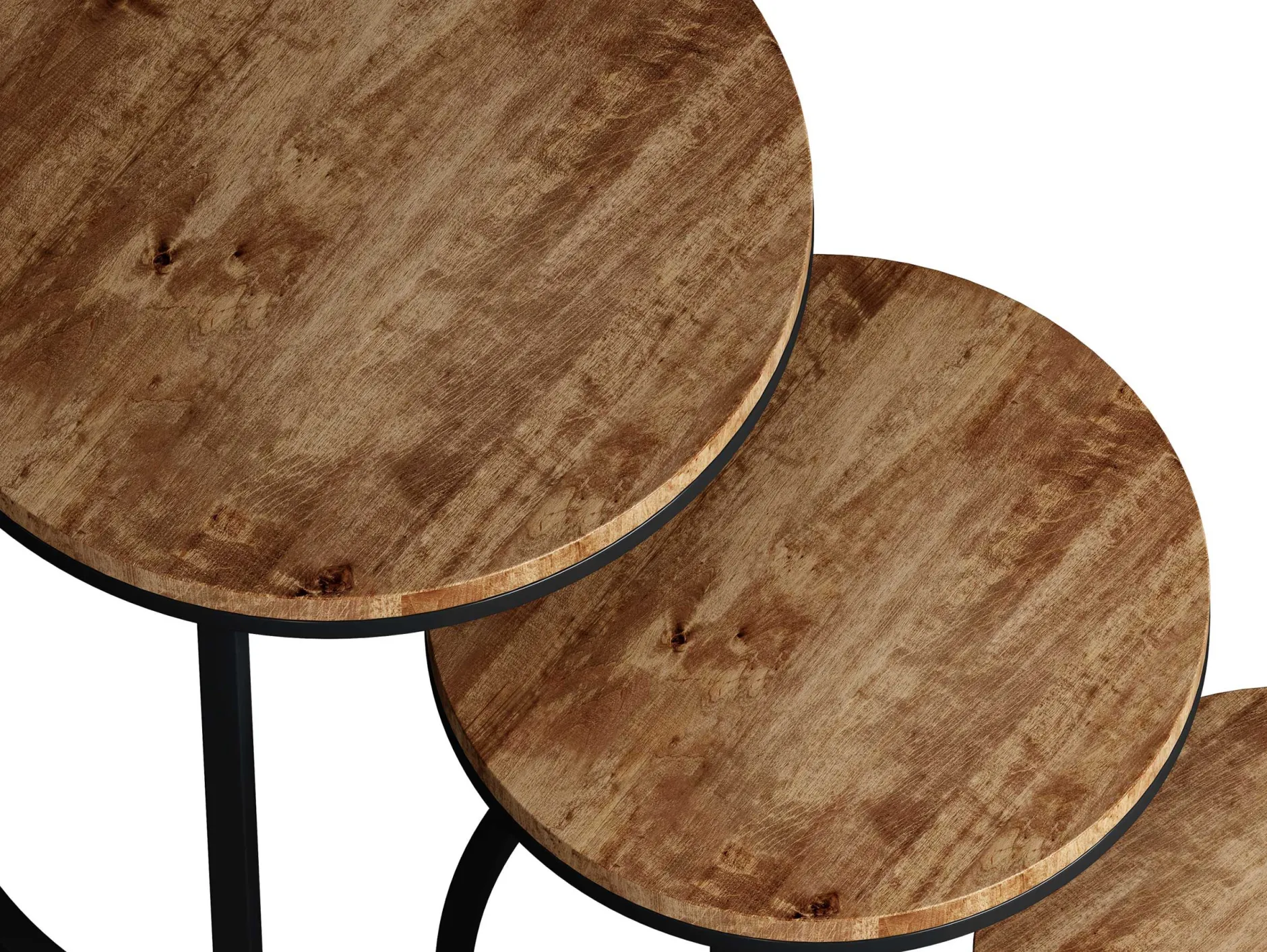 3er-Set Couchtische Amana Ø 45 cm-Magnolienholz