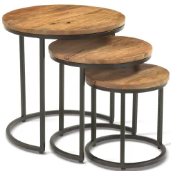 3er-Set Couchtische Amana Ø 45 cm-Magnolienholz