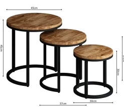 3er-Set Couchtische Amana Ø 45 cm-Magnolienholz