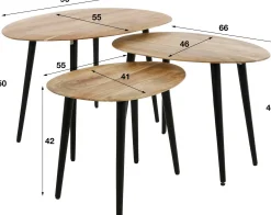 3er-Set Couchtische Auranne Akazie massiv