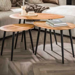 3er-Set Couchtische Auranne Akazie massiv