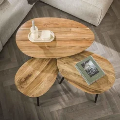 3er-Set Couchtische Auranne Akazie massiv