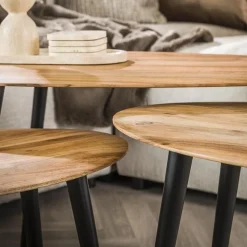 3er-Set Couchtische Auranne Akazie massiv