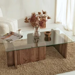 Escape Couchtisch | GEHÄRTETES GLAS | Walnuss