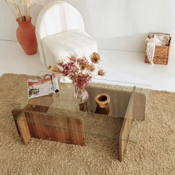 Escape Couchtisch | GEHÄRTETES GLAS | Walnuss