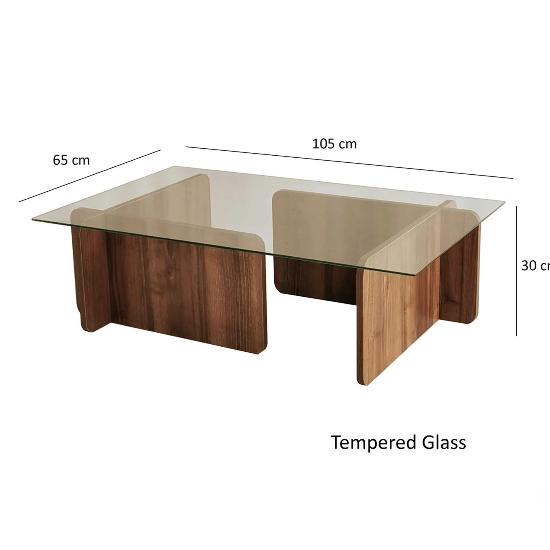 Escape Couchtisch | GEHÄRTETES GLAS | Walnuss