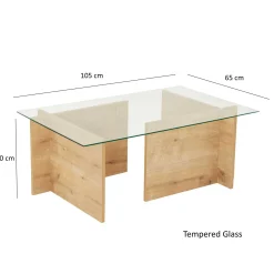 Escape Couchtisch | GEHÄRTETES GLAS | Saphir-Eiche