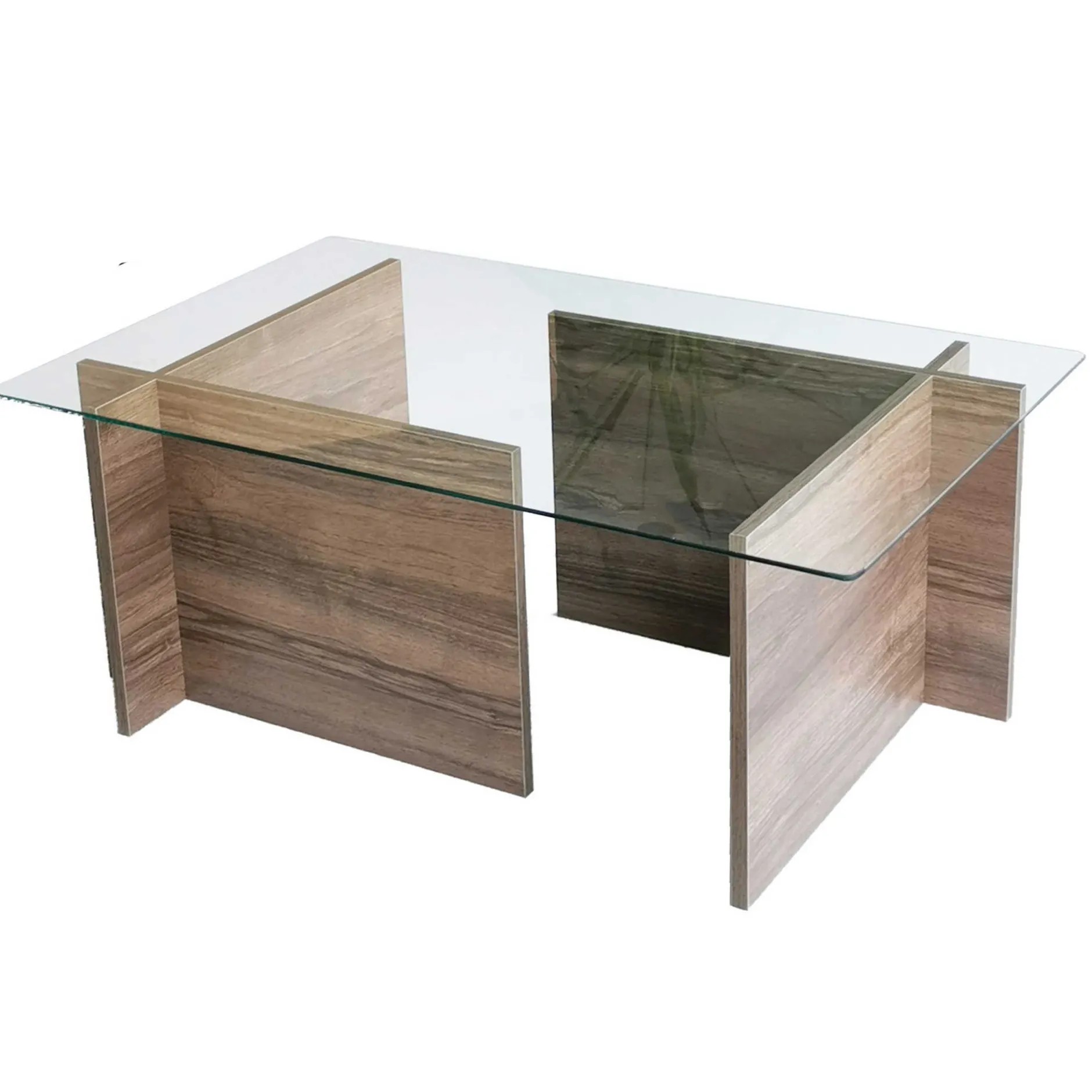 Escape Couchtisch | GEHÄRTETES GLAS | Walnuss