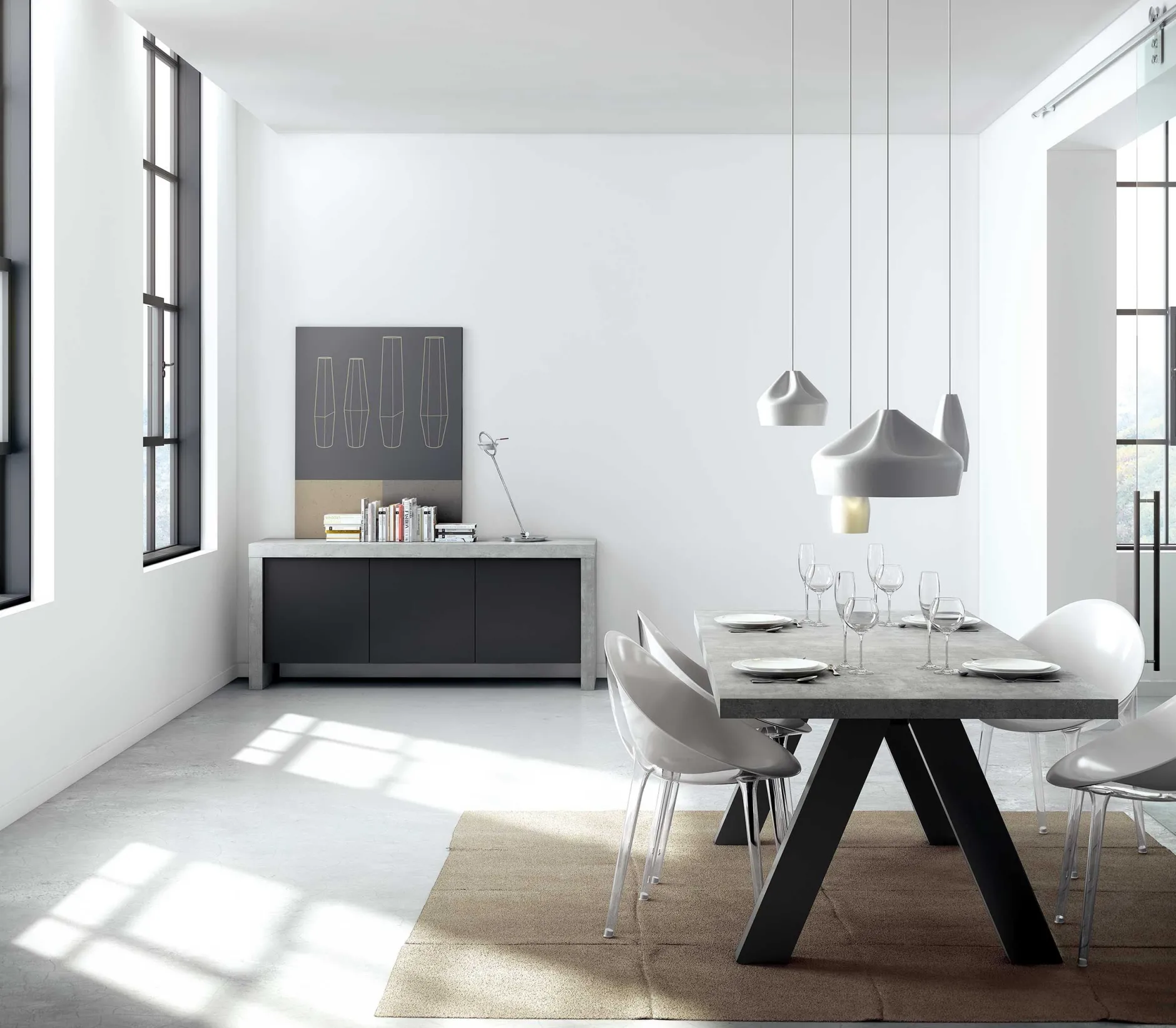 Esstisch Alex 200x100cm - Betonoptik