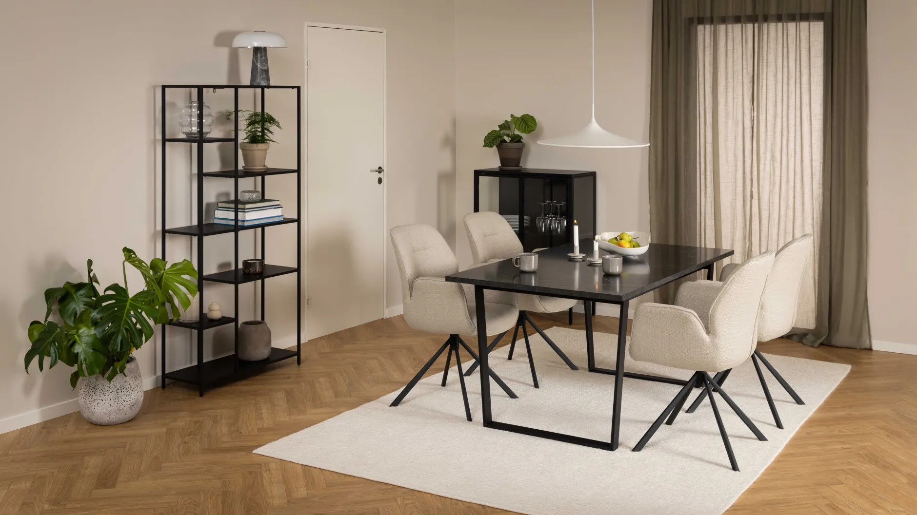 Esstisch Amanda 160x90 - Marmor/schwarz