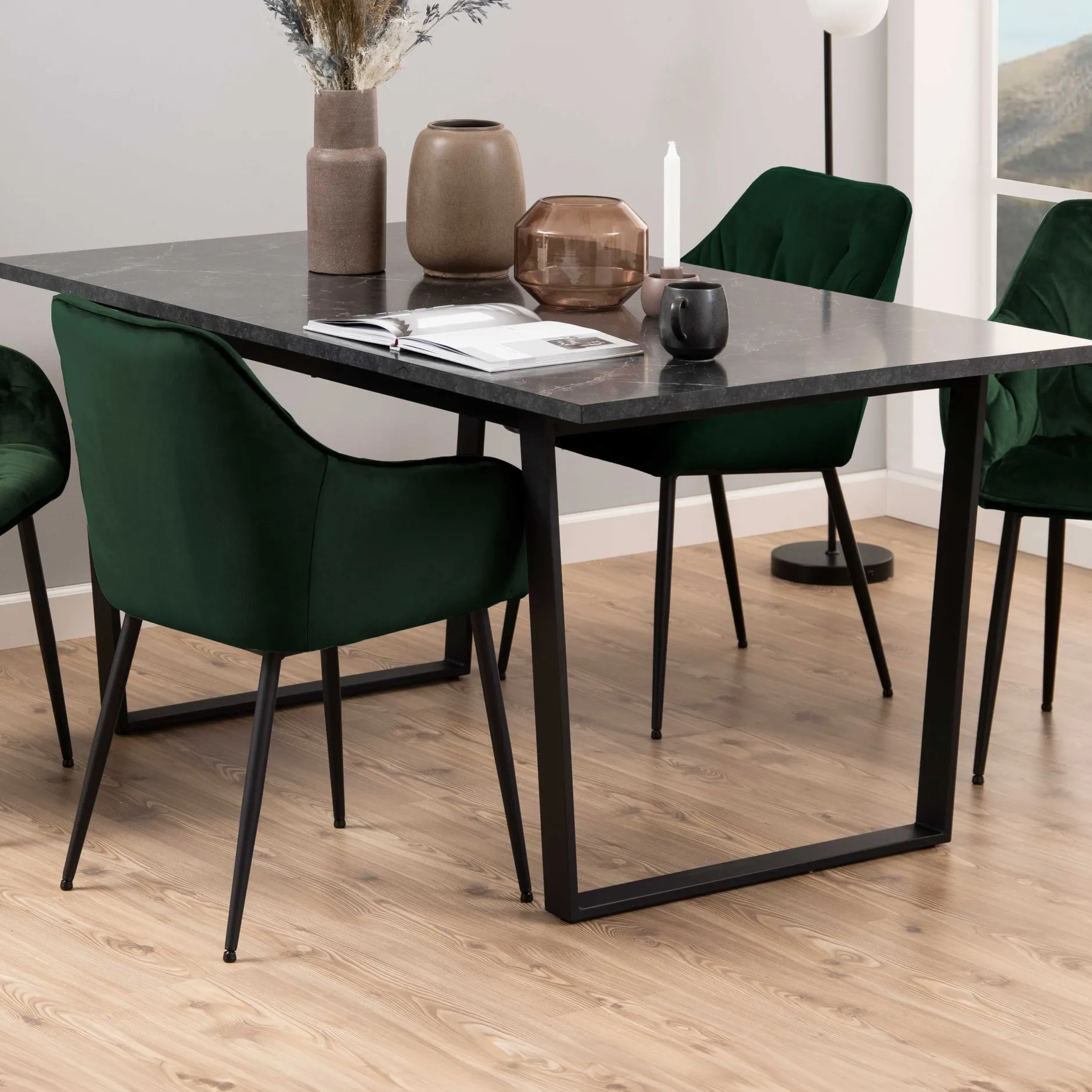 Esstisch Amanda 160x90 - Marmor/schwarz
