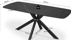 Esstisch Apollo | 180 x 90 x 76 cm | Schwarzes Steindesign