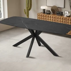 Esstisch Apollo | 180 x 90 x 76 cm | Schwarzes Steindesign