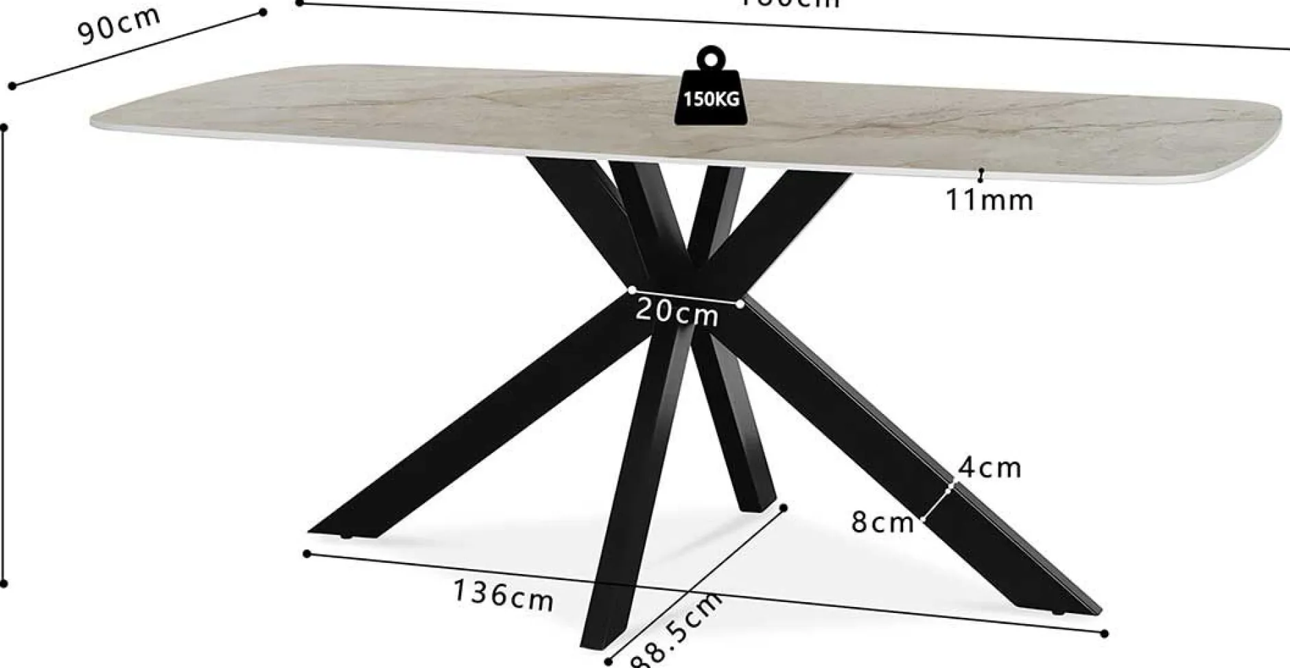 Esstisch Apollo | 180 x 90 x 76 cm | Shakespeare Grau Design
