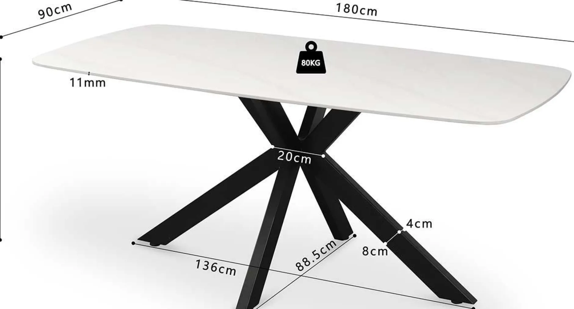 Esstisch Apollo | 180 x 90 x 76 cm | Steinausführung