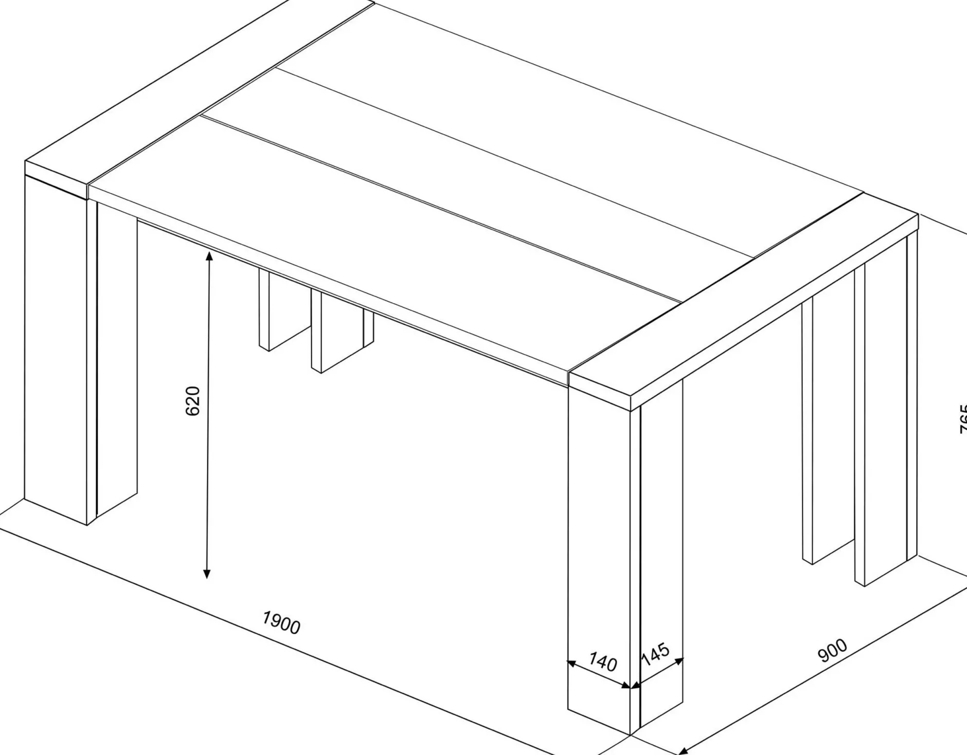 Esstisch Ares 90x190 - Eichendekor
