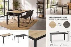 Esstisch Colin | 80 x 160 x 75 cm | Wendeplatte | Oak-/Stone-design