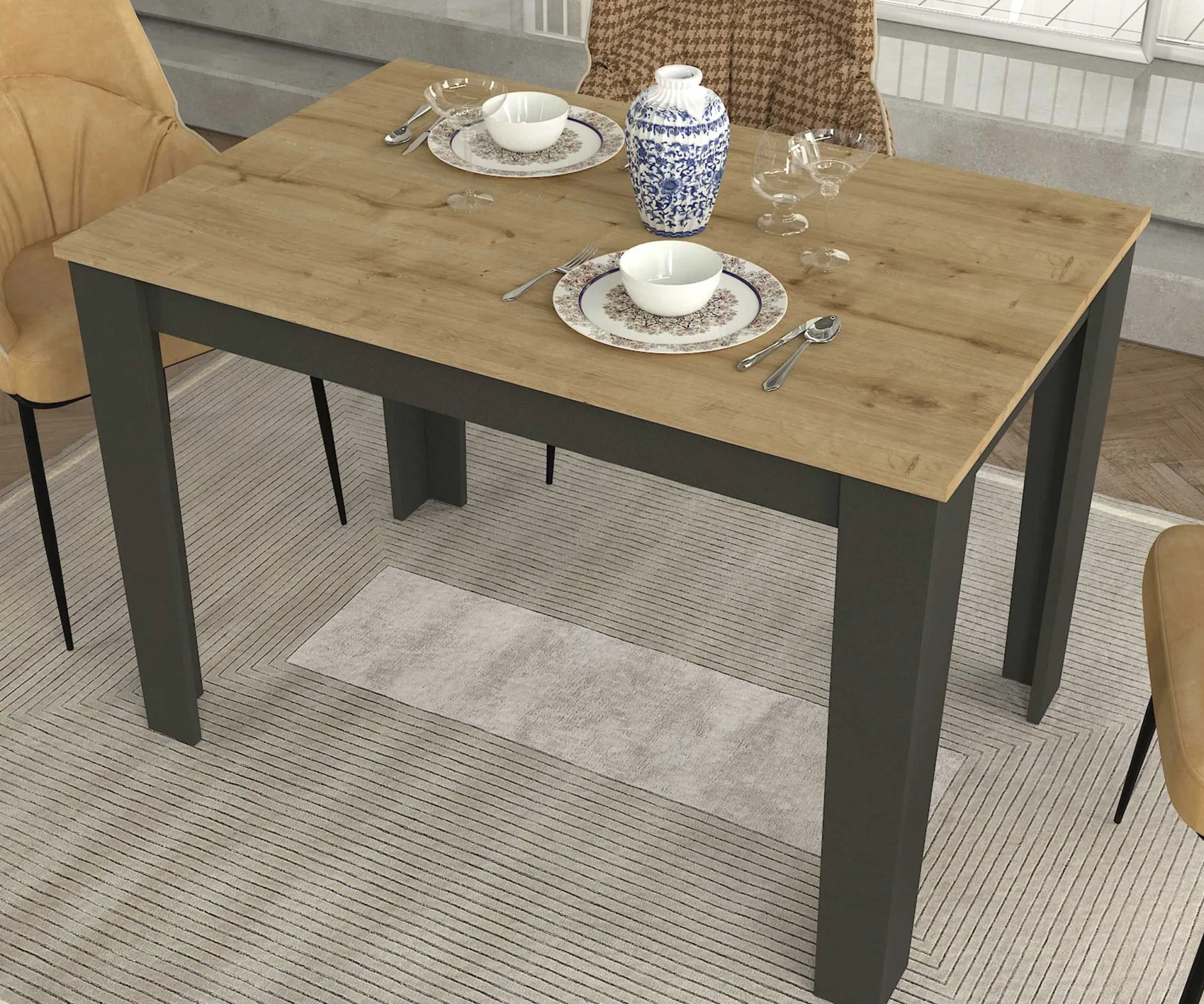 Esstisch Darlen - 110x72x74cm - Eiche Dekor/anthrazit