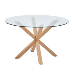 Esstisch Hasel ø120cm - braun/Glas