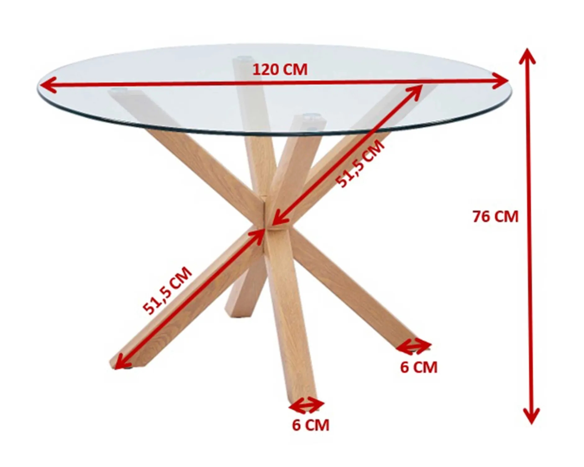 Esstisch Hasel ø120cm - braun/Glas