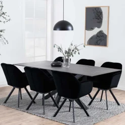 Esstisch Hennie 200x100 Keramik - schwarz