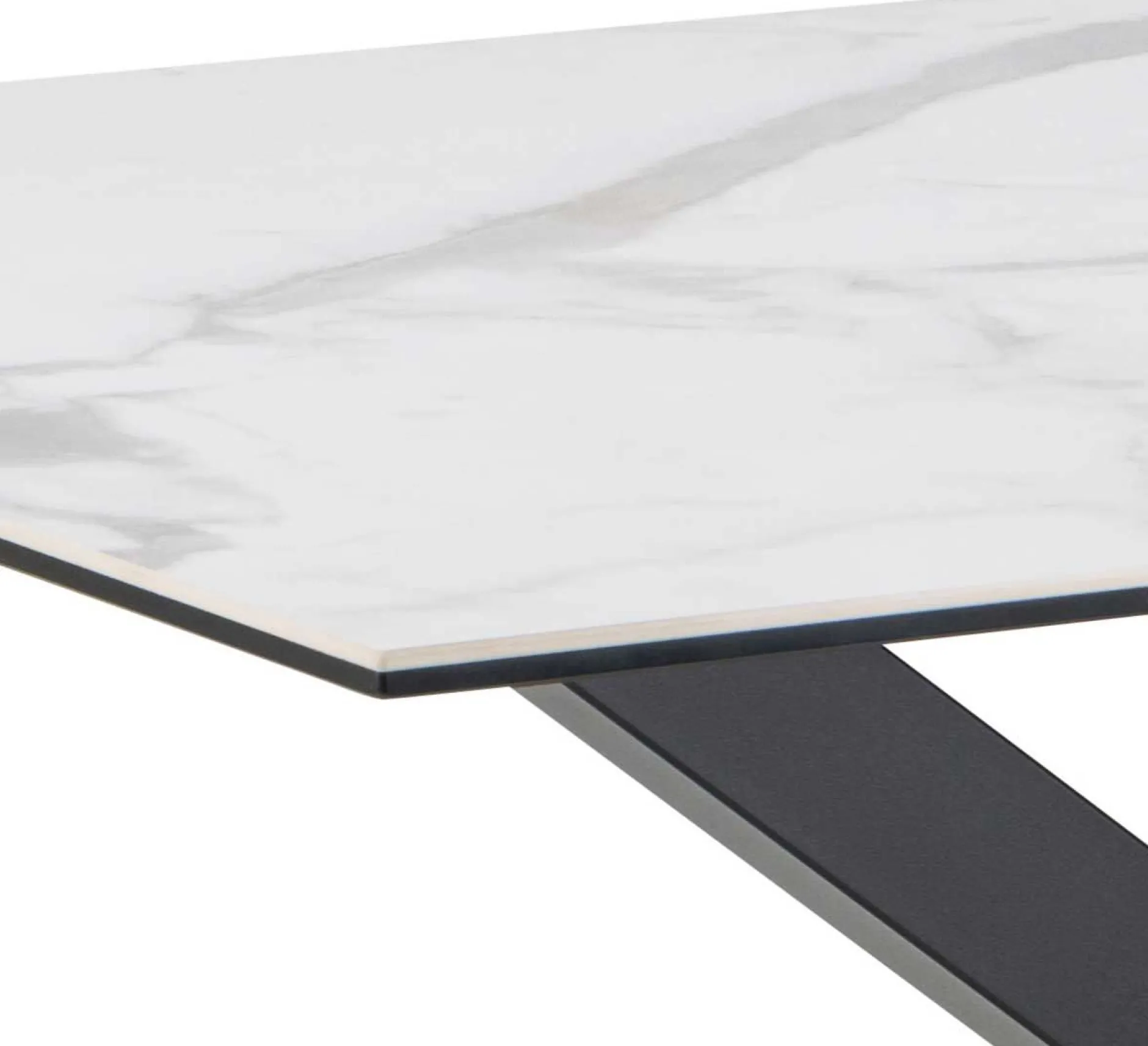 Esstisch Hennie - 135x80x75,5cm - Keramikplatte - weißer Marmor