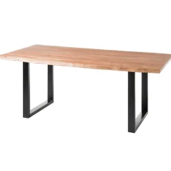 Esstisch Indra rechteckig 180x90cm - Akazienplatte und schwarze Beine