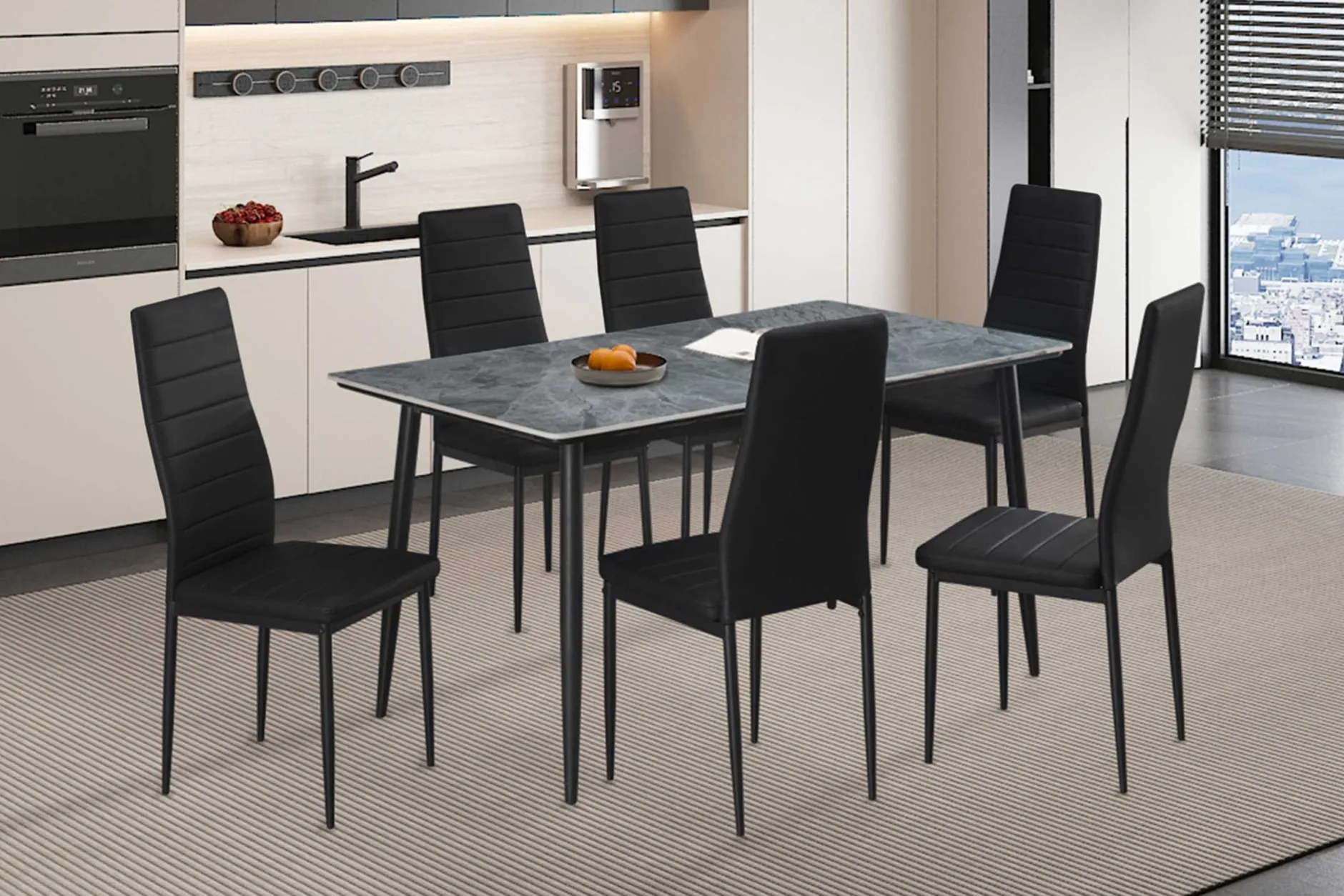 Esstisch Kenzo | 140 x 80 x 75 cm | Grau/Stein
