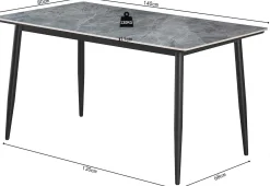Esstisch Kenzo | 140 x 80 x 75 cm | Grau/Stein