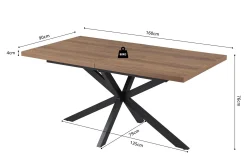 Esstisch Kos | 160 x 90 x 76 cm | Dunkelbraun