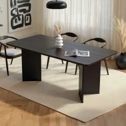 Esstisch Linza - 100% MELAMINE - Holzschwarz - 75 x 90 x 180 cm