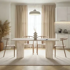 Esstisch Linza - 100% MELAMINE - Travertin - 75 x 90 x 180 cm