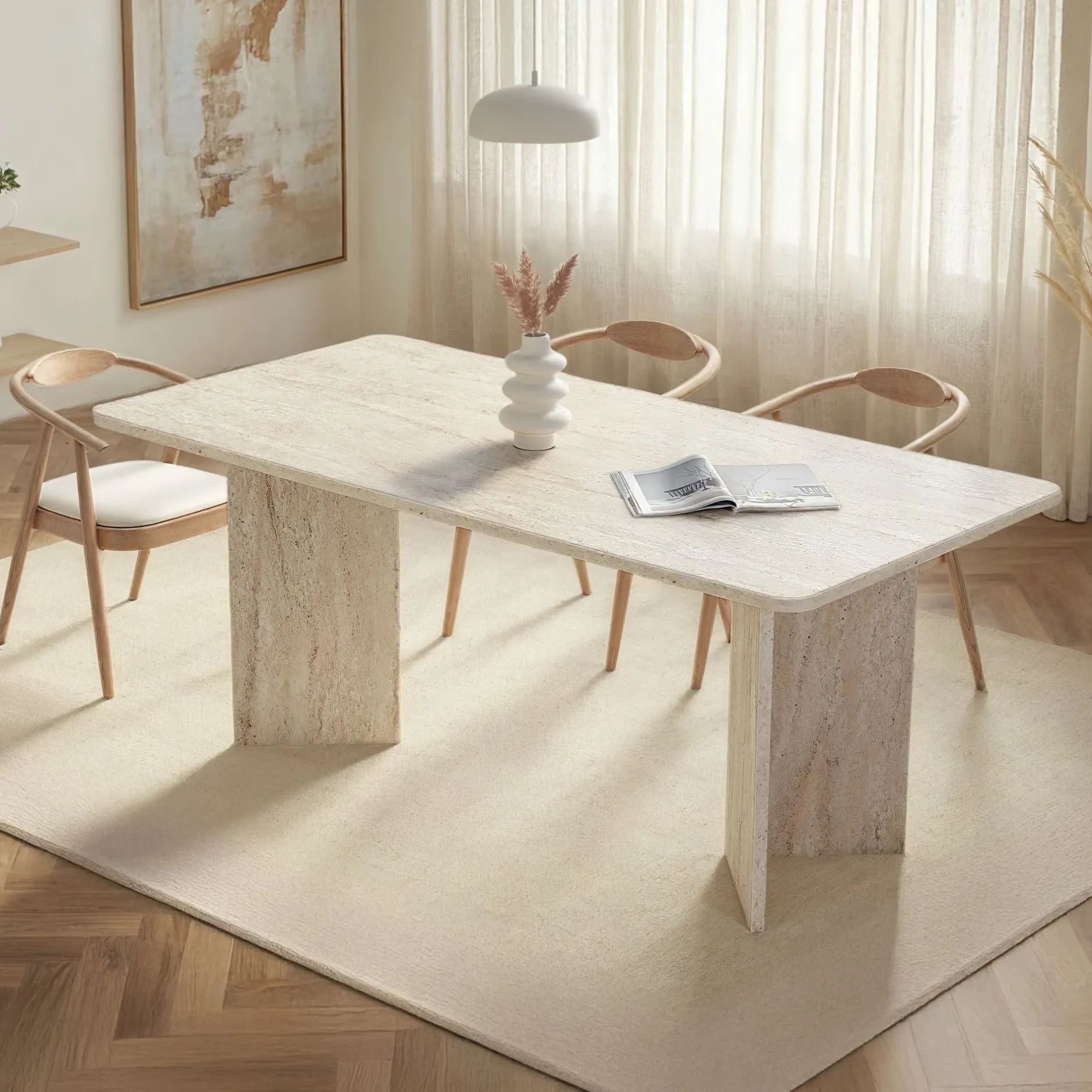 Esstisch Linza - 100% MELAMINE - Travertin - 75 x 90 x 180 cm